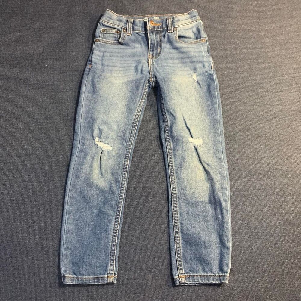 Wonder Nation Boys Slim Fit Jeans Size 6 Light Wash Distressed Denim